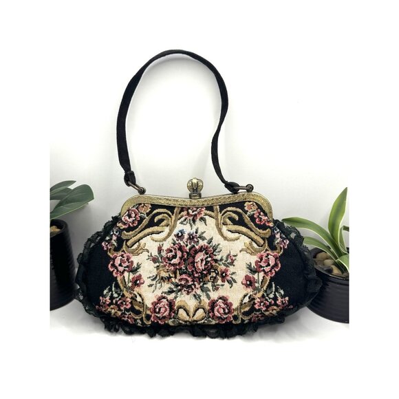 Jessica McClintock Handbags - Vintage Jessica McClintock Tapestry Floral Evening Handbag